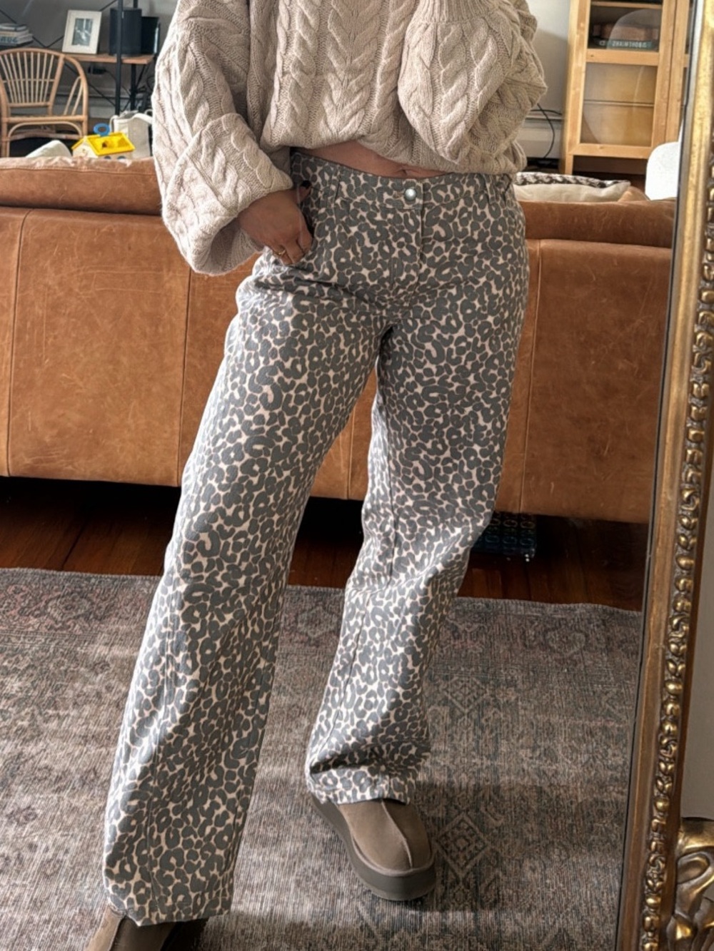 Target Wild Fable Leopard Print Wide-Leg Jeans Women's NWT